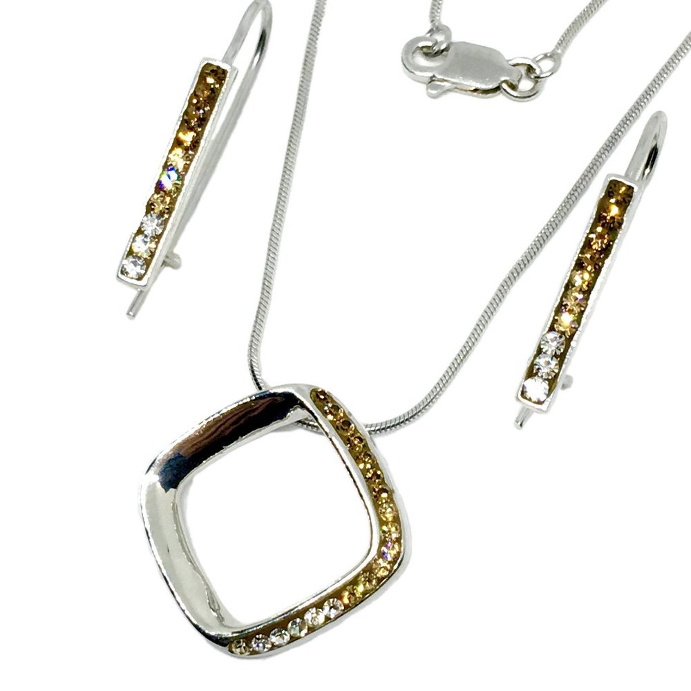Brunette Ombre ~ Sterling Silver Necklace Earrings